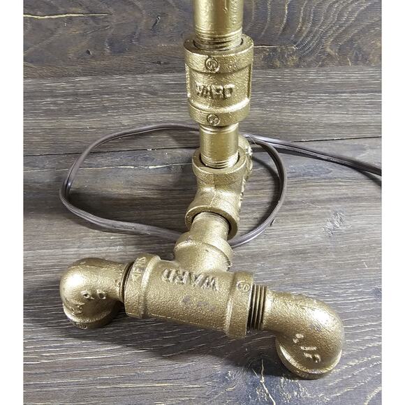 Industrial Steampunk Pipe Lamp Handmade Brass Fittings Desk Light Vintage Style - Picture 4 of 10